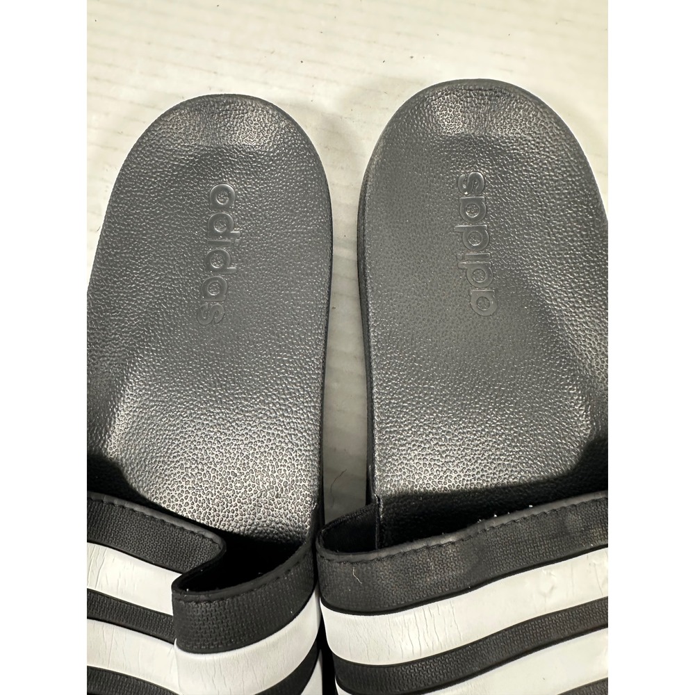 Adidas Adilette Shower Slides Mens 14 Black White GZ5922 Cloudfoam Sandals - Picture 3 of 11